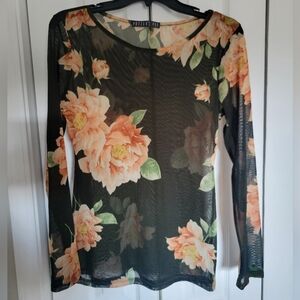 Potter's Pot Floral Long Sleeve Top - Black and Peach